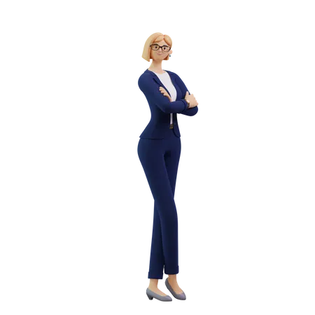 Business Woman Posing With folded arms  3D Illustration