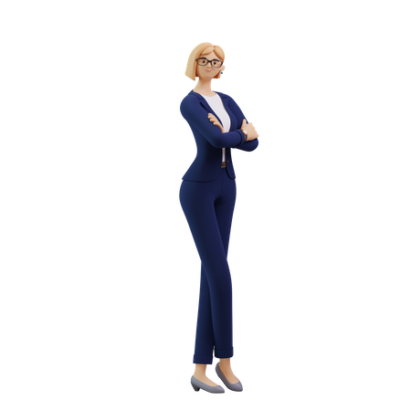 Business Woman Posing With folded arms  3D Illustration