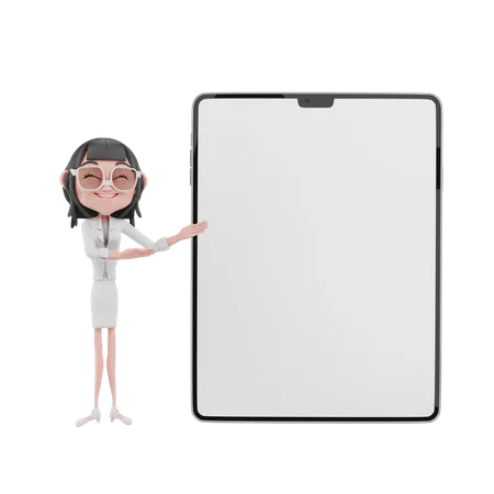 Business woman presenting blank tablet screen  3D Illustration