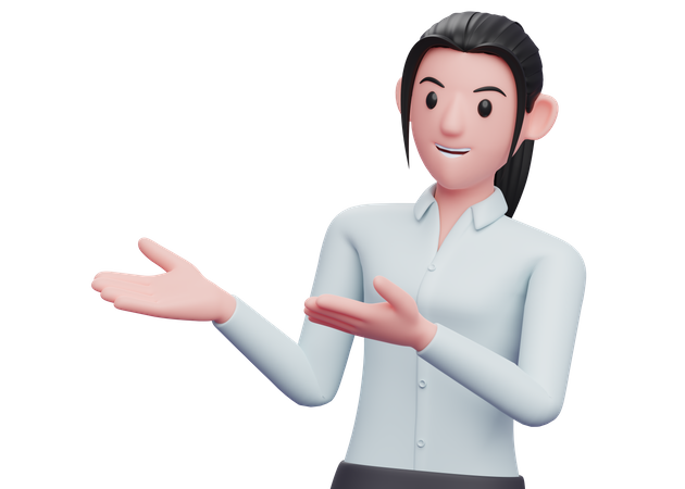 Business woman presenting something  3D Illustration