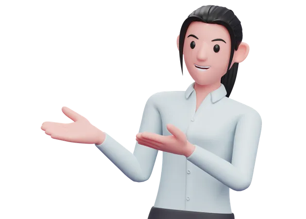 Business woman presenting something  3D Illustration