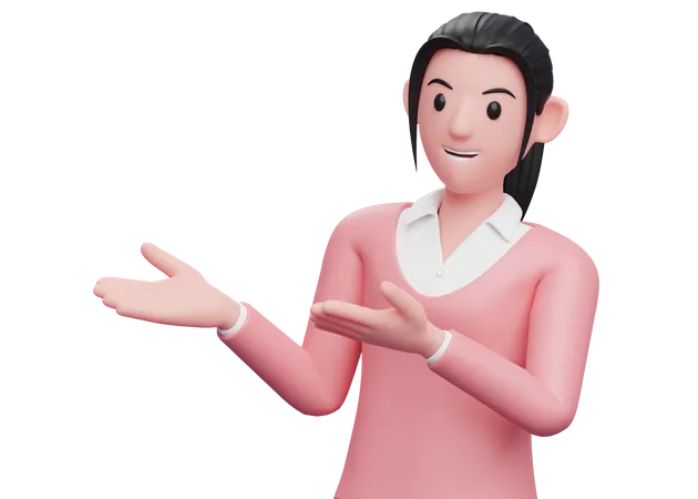 Business woman presenting something  3D Illustration