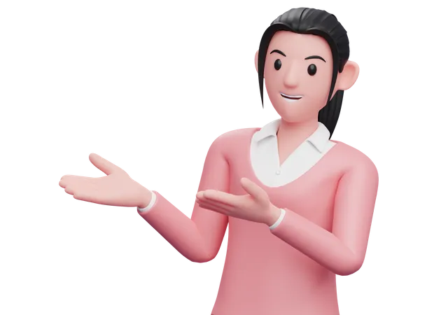 Business woman presenting something 3D Illustration