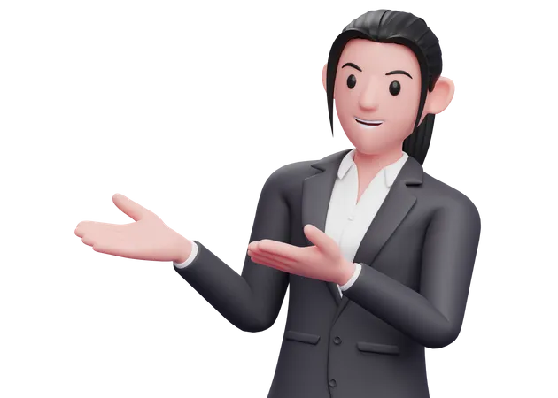 Business woman presenting something 3D Illustration