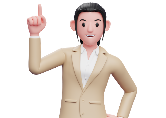 Business woman raising finger  3D Illustration