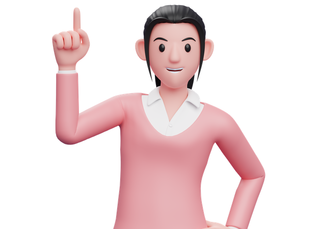 Business woman raising finger  3D Illustration