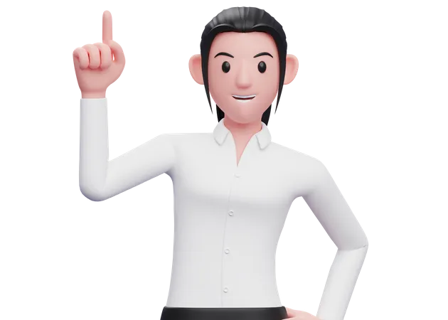 Business woman raising finger  3D Illustration