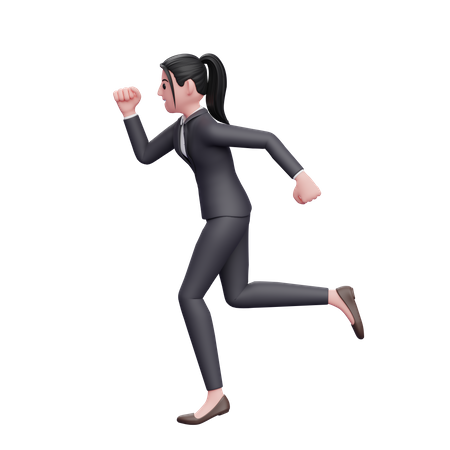 Business Woman Running  3D Illustration