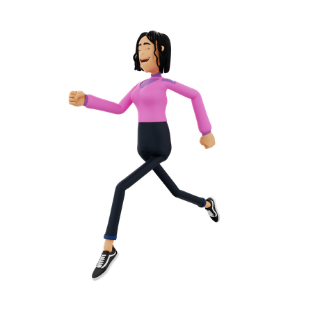 Business Woman Running  3D Illustration