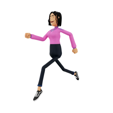 Business Woman Running  3D Illustration