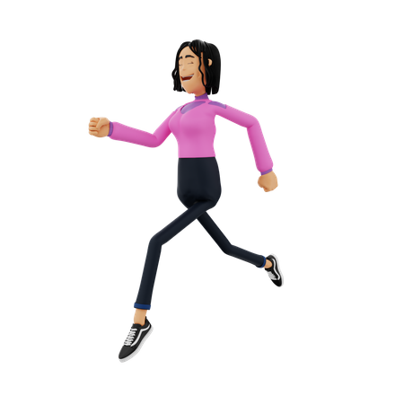 Business Woman Running 3D Illustration
