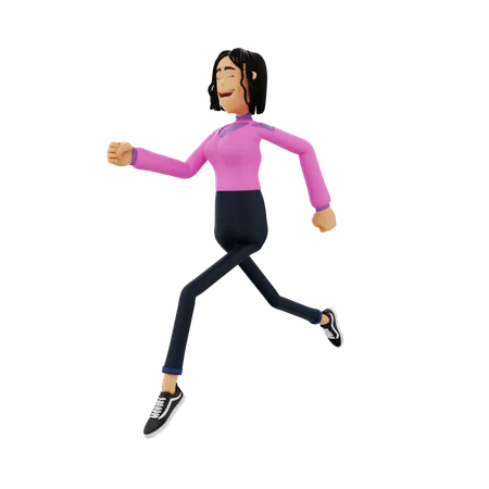 Business Woman Running 3D Illustration