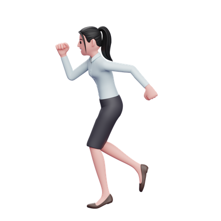Business Woman Running In A Hurry 3D Illustration