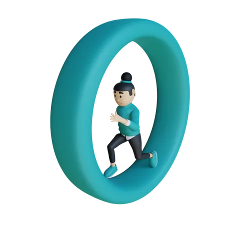 Business woman Running on loop 3D Illustration