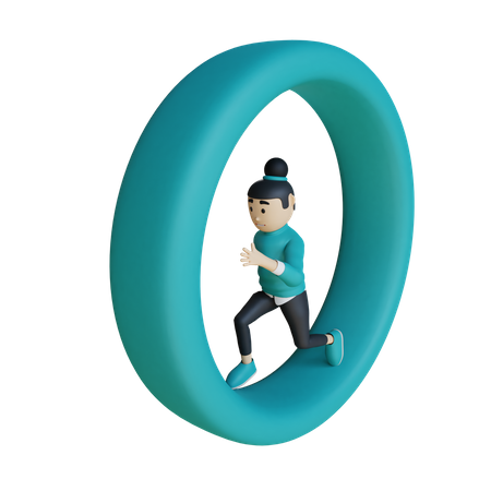 Business woman Running on loop  3D Icon
