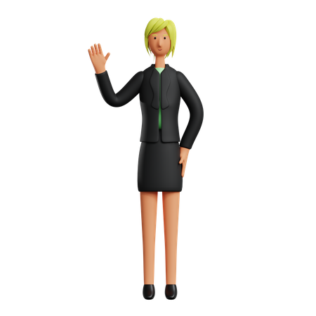 Business woman say Hello 3D Illustration