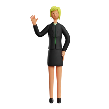 Business woman say Hello 3D Illustration