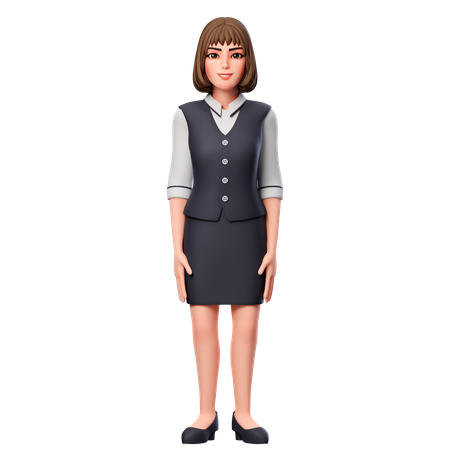 Business Woman Show Standing Gesture  3D Illustration