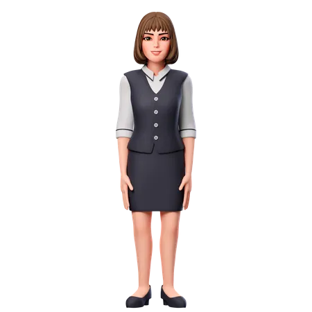 Business Woman Show Standing Gesture  3D Illustration