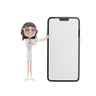 business woman with mobile emoji 3d