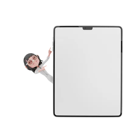 Business woman showing blank tablet screen  3D Illustration