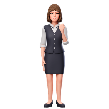 Business Woman Showing Fist Hand Gesture Using Right Hand  3D Illustration