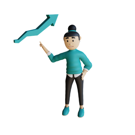 Business woman Showing growth  3D Icon