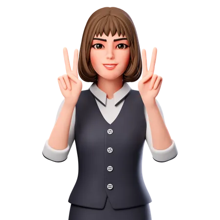 Business Woman Showing Peach Hand Gesture Using Both Hands  3D Illustration