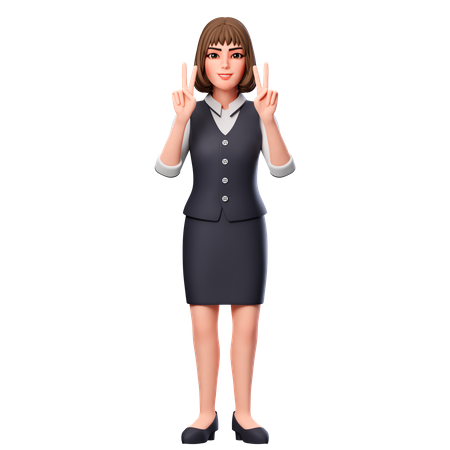 Business Woman Showing Peach Hand Gesture Using Both Hands  3D Illustration