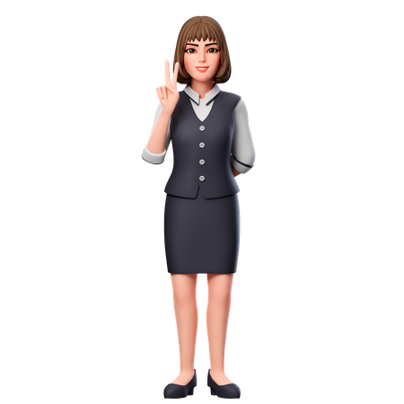 Business Woman Showing Peach Hand Gesture Using Left Hand  3D Illustration