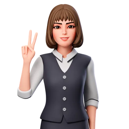 Business Woman Showing Peach Hand Gesture Using Left Hand  3D Illustration