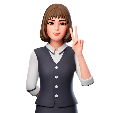 Business Woman Showing Peach Hand Gesture Using Right Hand  3D Illustration