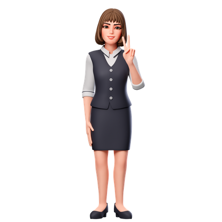 Business Woman Showing Peach Hand Gesture Using Right Hand  3D Illustration