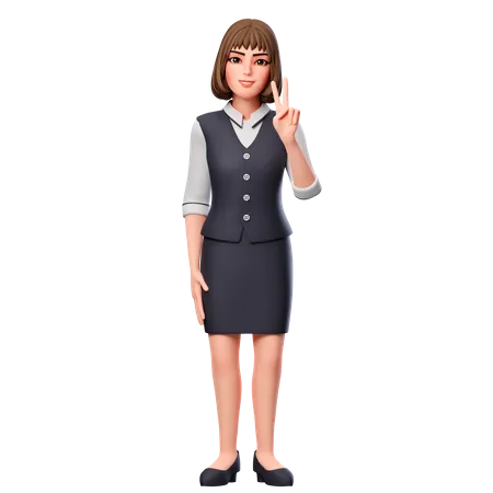 Business Woman Showing Peach Hand Gesture Using Right Hand  3D Illustration