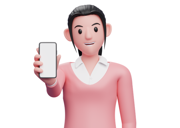 Business woman showing phone screen  3D Illustration