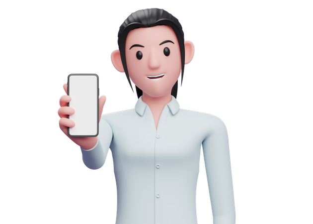 Business woman showing phone screen  3D Illustration