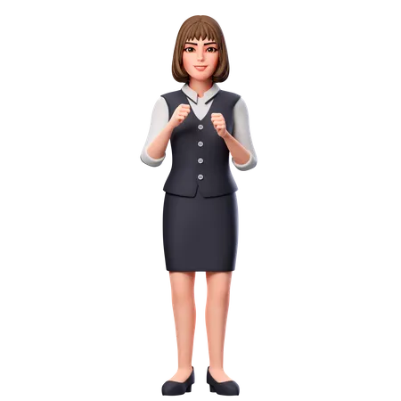 Business Woman Showing Ready To Fight Pose  3D Illustration