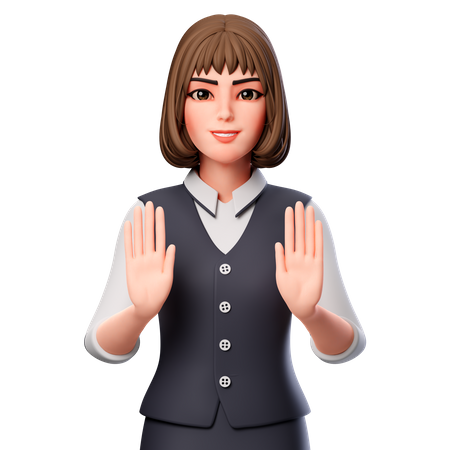 Business Woman Showing Stop Hands Gesture Using Both Hands  3D Illustration