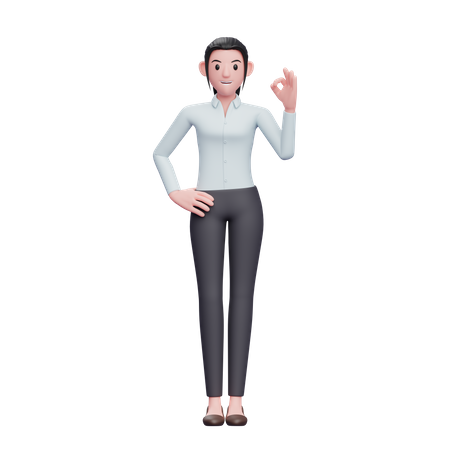 Business Woman Showing super sign  3D Illustration