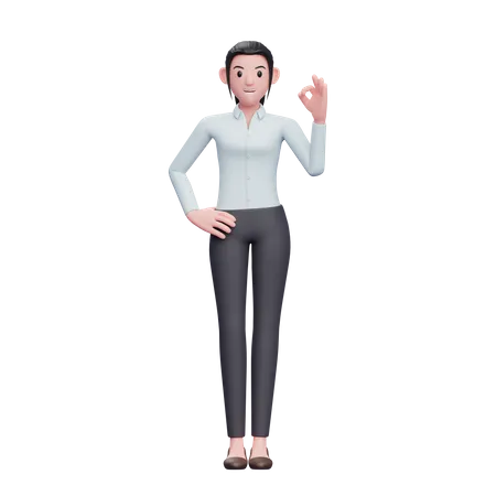 Business Woman Showing super sign  3D Illustration