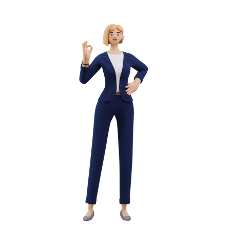 Business Woman Showing super sign  3D Illustration