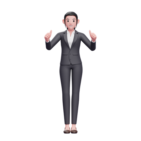 Business Woman showing thumbs up  3D Icon