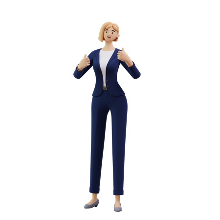Business Woman showing thumbs up  3D Icon