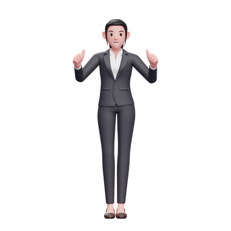 Business Woman showing thumbs up  3D Illustration