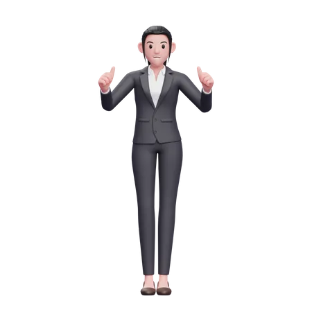 Business Woman showing thumbs up  3D Illustration