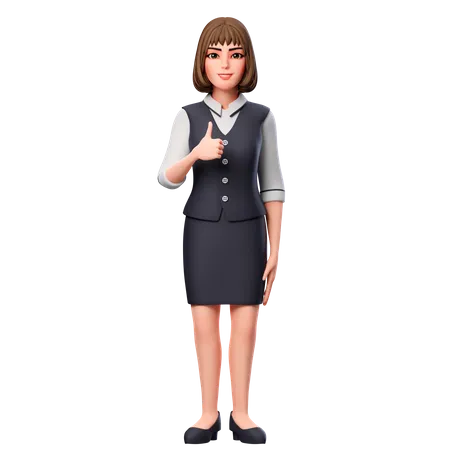 Business Woman Showing Thumbs Up Hand Gesture Using Left Hand  3D Illustration