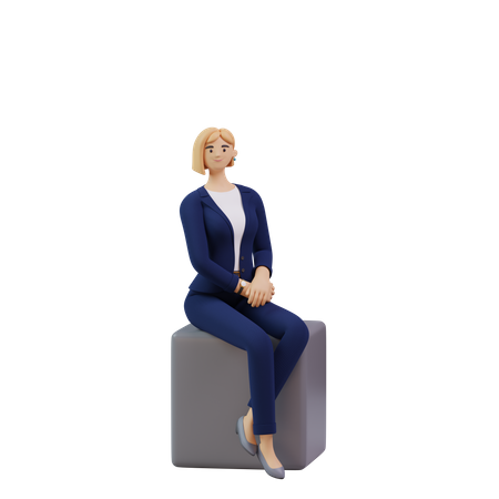 Business woman sitting  3D Icon