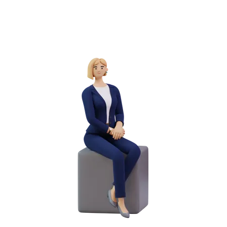 Business woman sitting  3D Illustration