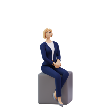 Business woman sitting  3D Illustration