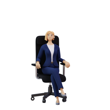 Business woman sitting in chair  3D Icon